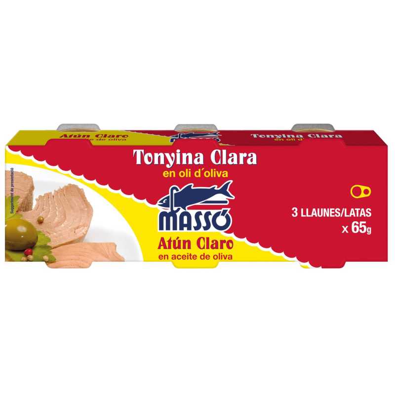 ATUN CLARO MASSO EN ACEITE DE OLIVA Pack de 4 latas x 65 grs.